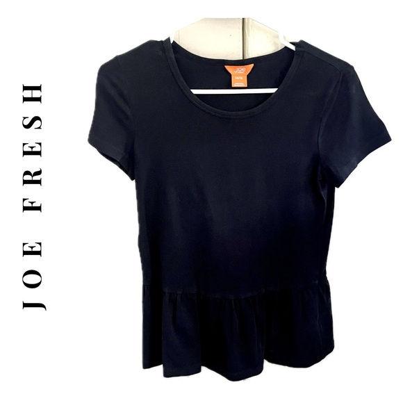 🍭 3/$18 joe fresh • black short sleeve peplum top - Picture 2 of 9